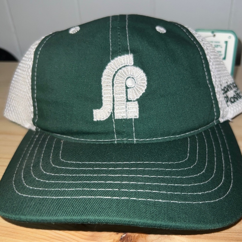 Legendary Headwear Springfield Plastics Trucker Hat Green White Mesh NWT